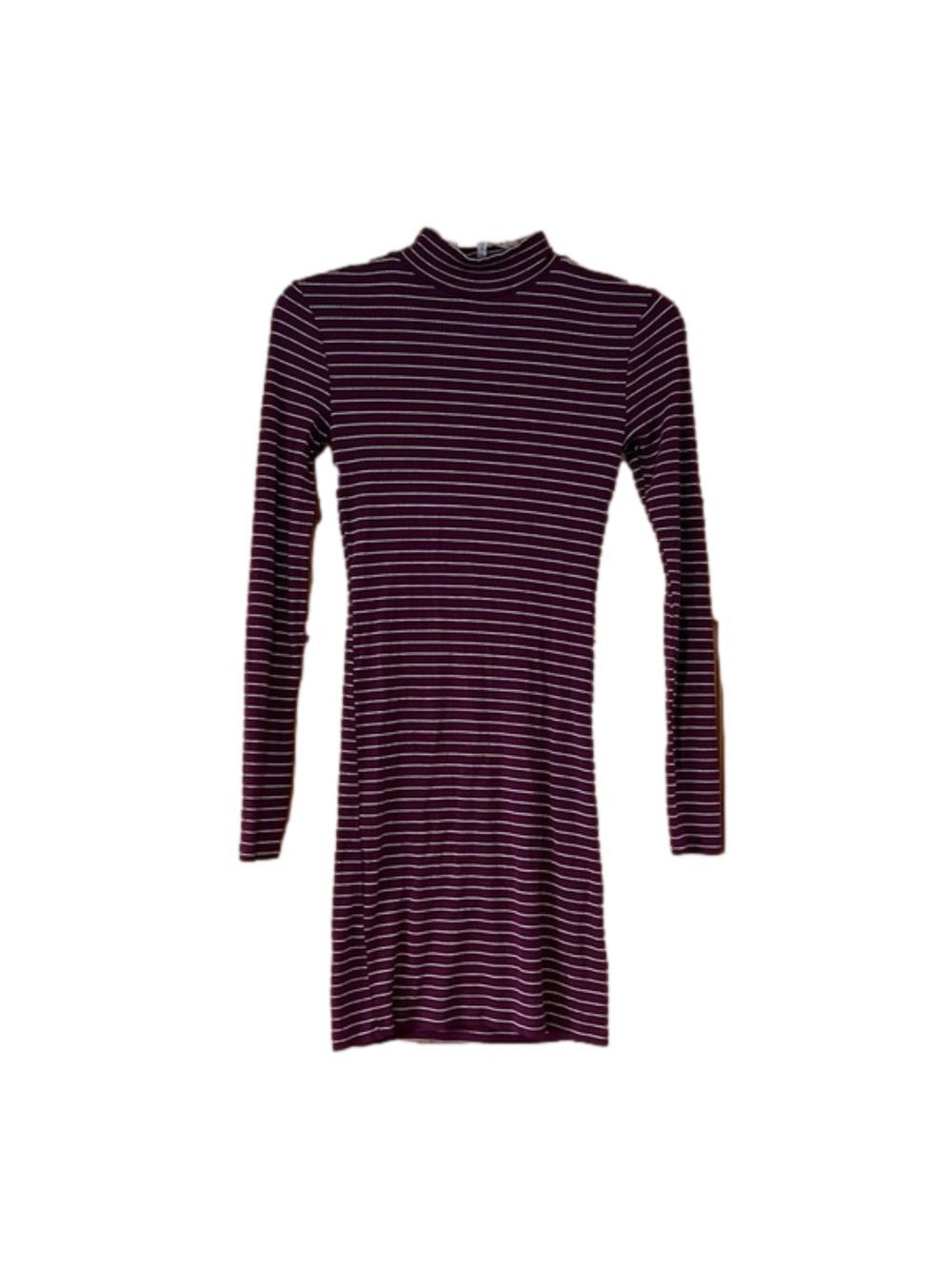 Striped Fitted Mock Turtleneck Dress